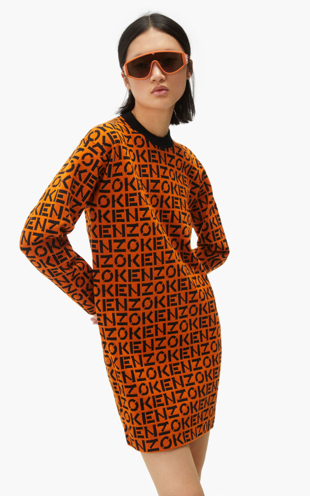 Vestido Kenzo Sport monogrammed Feminino - Laranja Escuro | 061QEPAXN